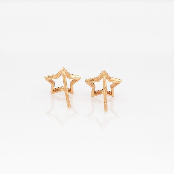 Natural Diamonds Earrings in Solid 14K Gold | Star Earrings - Picture 7 of 7